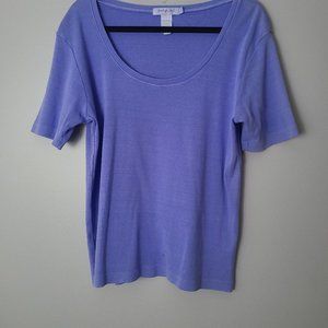 Fresh Produce Lavender Scoop Neck 100% Cotton Short Sleeve Tee - L
